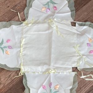 🧺 EVC BASKET LINER SPRING TULIPS SATIN, RIBBONS SHEER FABRICS